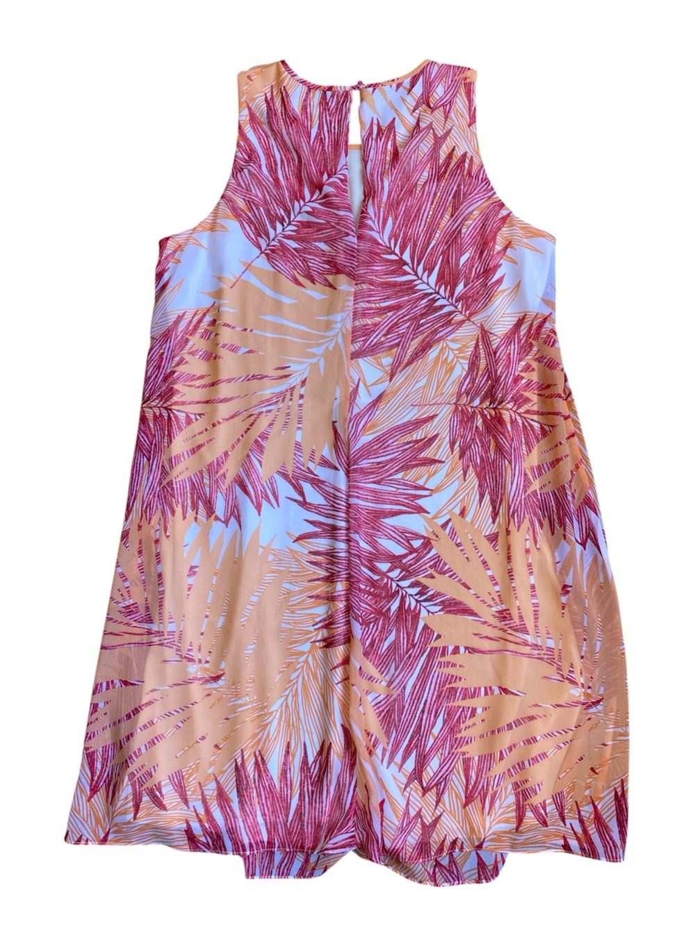 Calvin Klein Peach and Pink Tropical Print Sleeveless Dress Size 12 - Picture 7 of 7